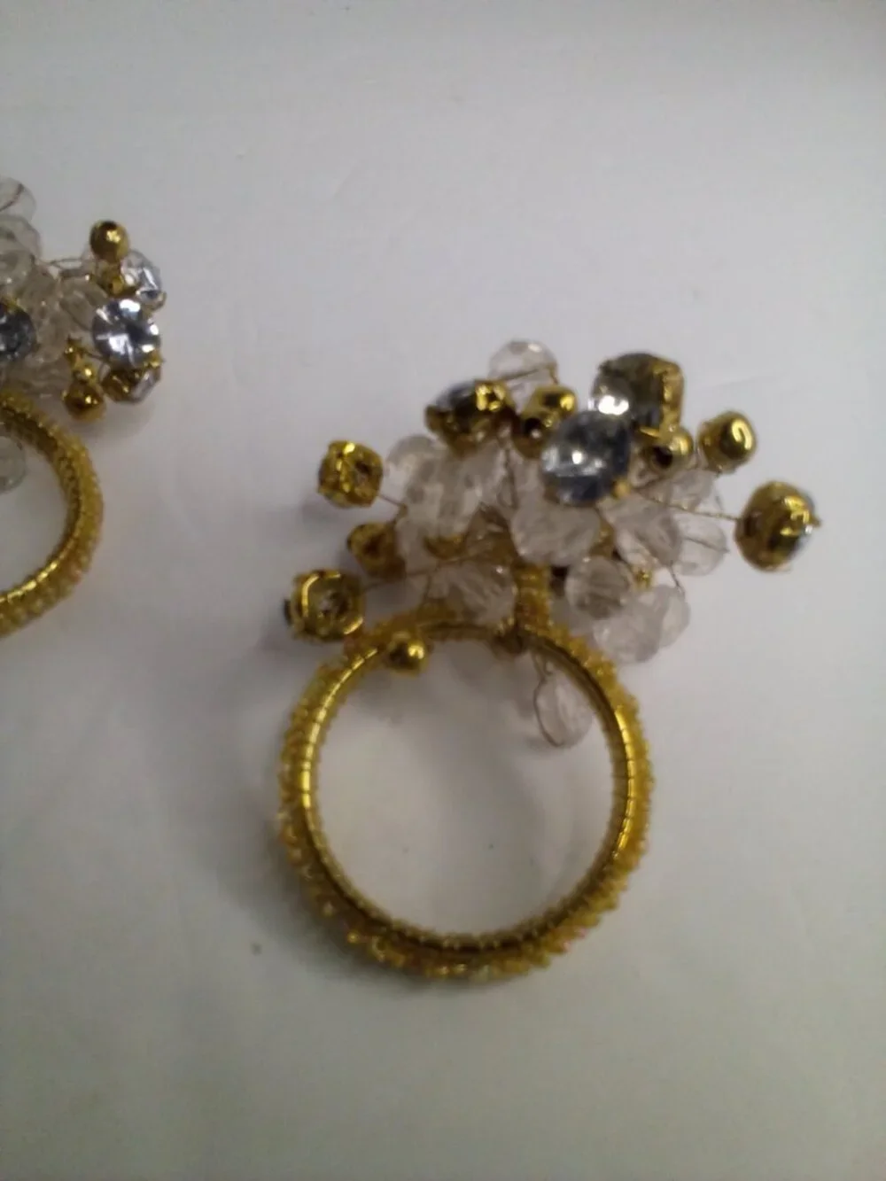 Pier 1 Napkin Rings Lot of 4 Gold Beaded Jeweled 2
